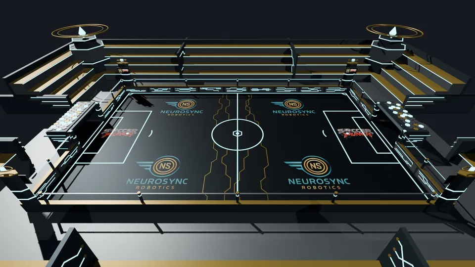 NeuroSync arena with blue and gold markings
