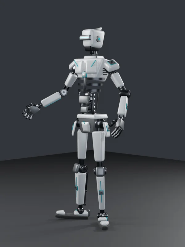 Velosyn Striker robot chassis in white with teal accents